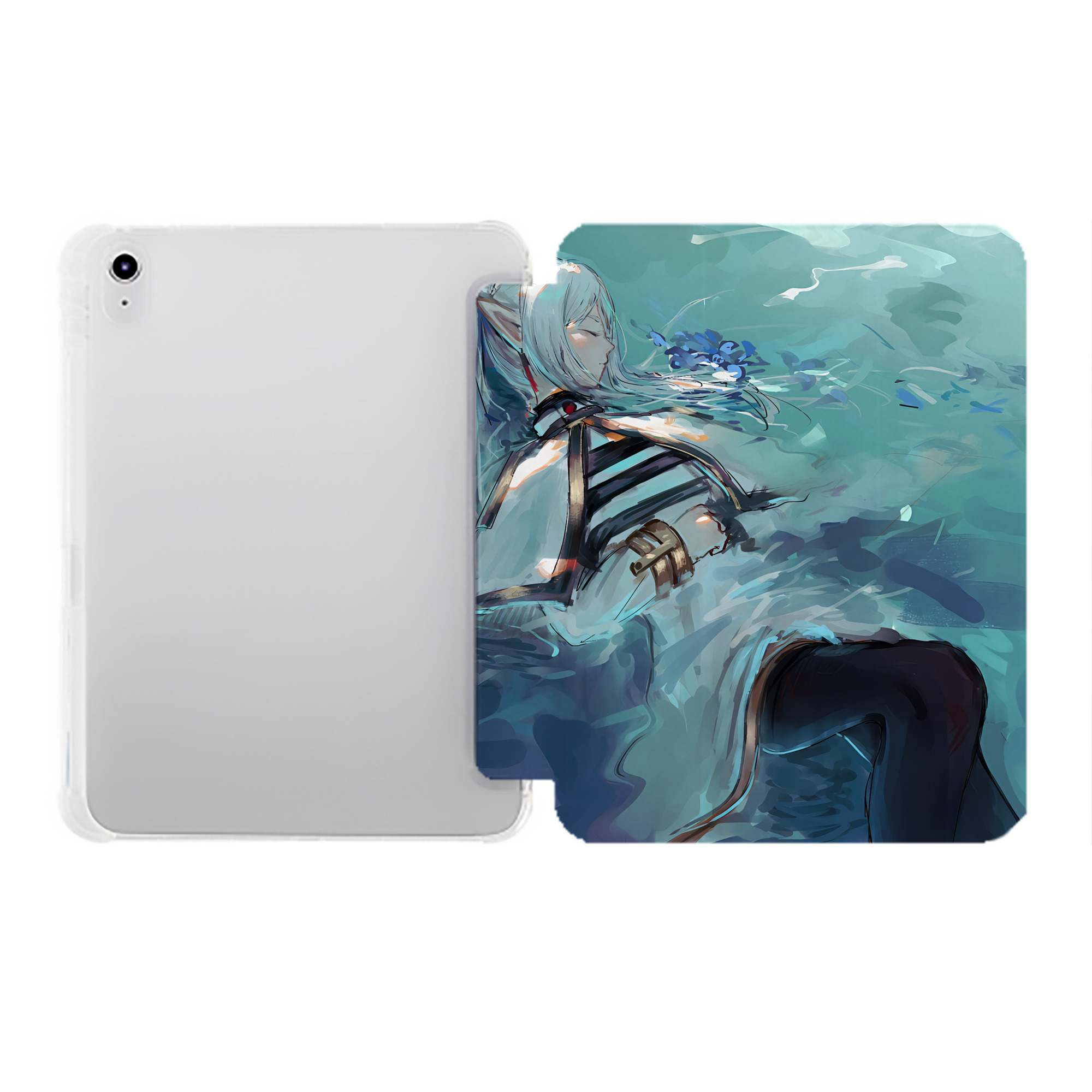 （画像用） 葬送のフリーレン Frieren IPad ケース ペン収納付き 三つ折りスタンド PUレザー×シリコン 対応機種9.5/10.5/10.9インチ
